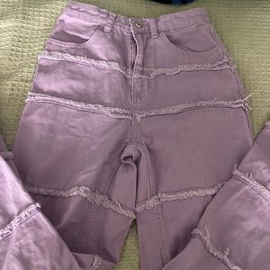 Ruffled purple baggy jeans